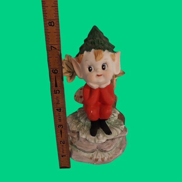 Vintage Berman & Anderson Pixie Elf On Mushroom Christmas Rotating Music Box - Picture 7 of 7